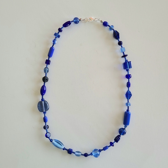 Blue Glass Beaded Necklace - Picture 1 of 10